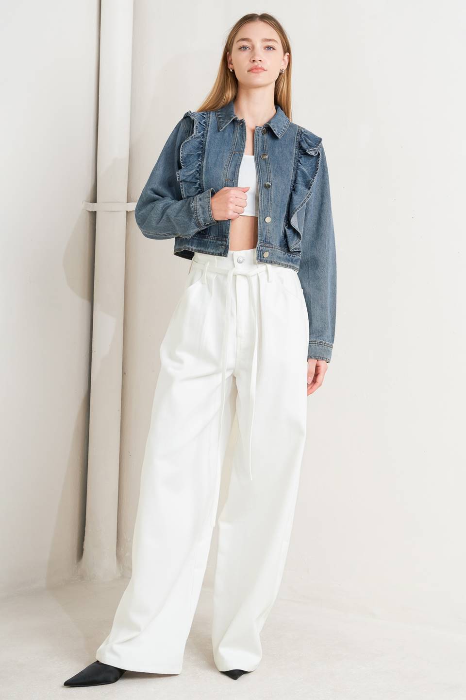 FRENCH FEMME DENIM CROP JACKET