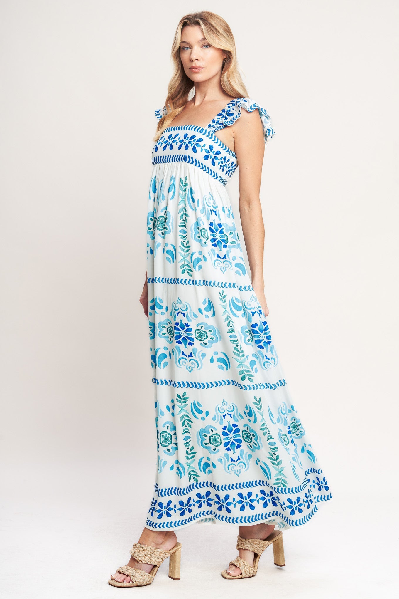 WALKING ON THE COAST WOVEN MAXI DRESS