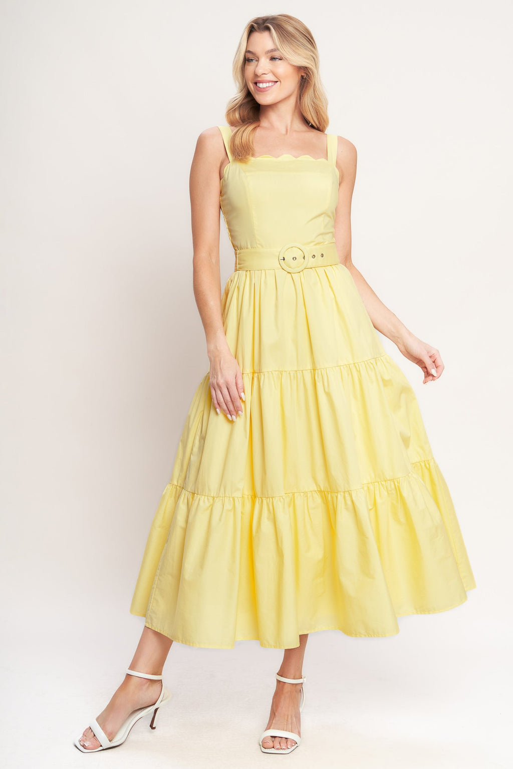 SUNSHINE SERENADE WOVEN MIDI DRESS