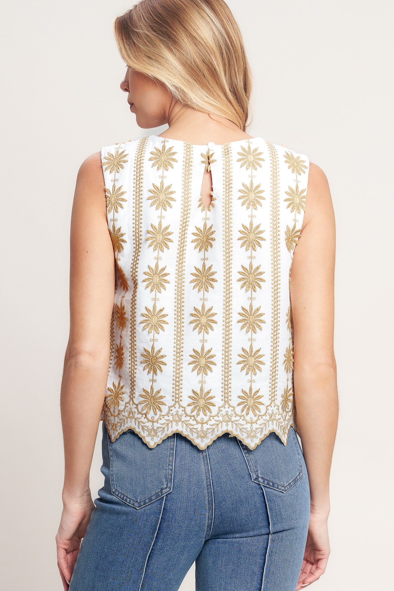 SUN-KISSED WOVEN EMBROIDERED TOP