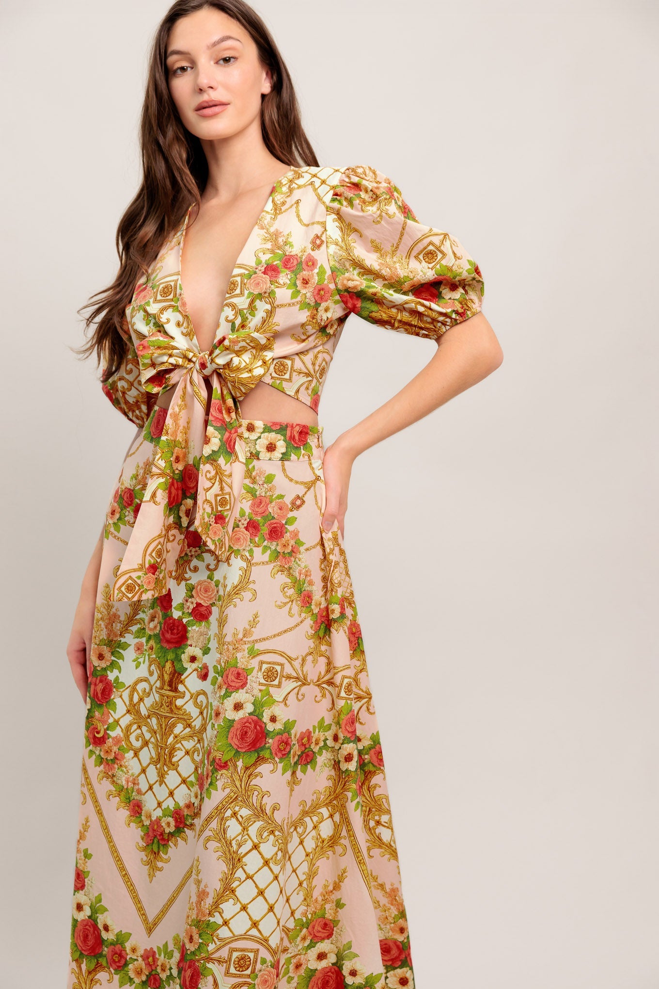 PALACE ROSE STATEMENT WOVEN CROP TOP