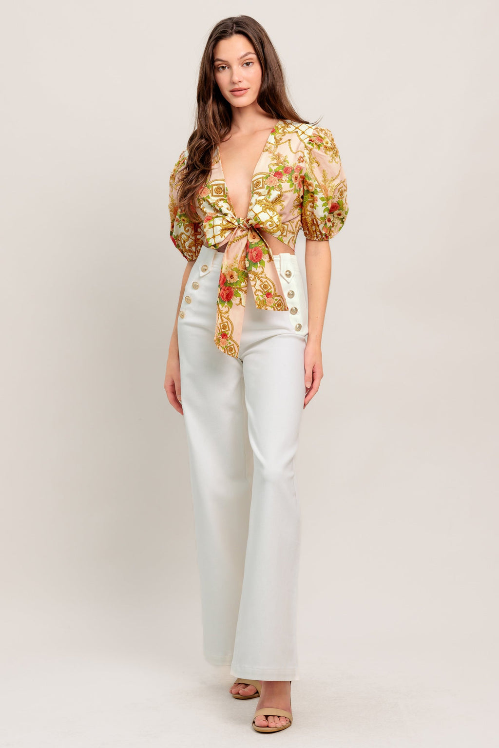 PALACE ROSE STATEMENT WOVEN CROP TOP